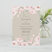 Invitation Mariage pétale rose champagne (Debout devant)
