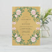 Invitation Mariage pétale rose moutarde (Debout devant)