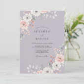 Invitation Mariage Pétale Rose Pervenche (Debout devant)