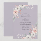 Invitation Mariage Pétale Rose Pervenche (Devant / Derrière)