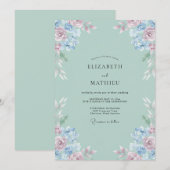 Invitation Mariage Pétale Rouge-Céladon (Devant / Derrière)