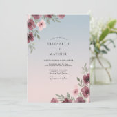 Invitation Mariage Pétale Rouge Vin (Debout devant)