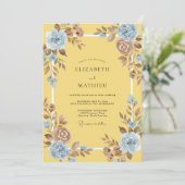 Invitation Mariage Pétale Taupe Jaune (Debout devant)