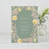 Invitation Mariage Pétale Taupe Moutarde (Debout devant)