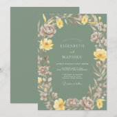 Invitation Mariage Pétale Taupe Moutarde (Devant / Derrière)