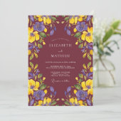 Invitation Mariage pétale violet bordeaux (Debout devant)