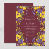 Invitation Mariage pétale violet bordeaux (Devant / Derrière)