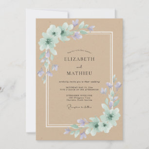 Invitation Mariage pétale violet bronzé