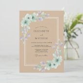Invitation Mariage pétale violet bronzé (Debout devant)