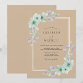 Invitation Mariage pétale violet bronzé (Devant / Derrière)