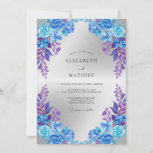 Invitation Mariage Pétale Violet Cobalt