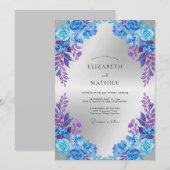 Invitation Mariage Pétale Violet Cobalt (Devant / Derrière)