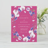Invitation Mariage Pétale Violet Magenta (Debout devant)
