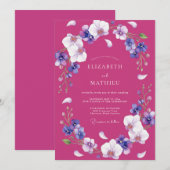 Invitation Mariage Pétale Violet Magenta (Devant / Derrière)