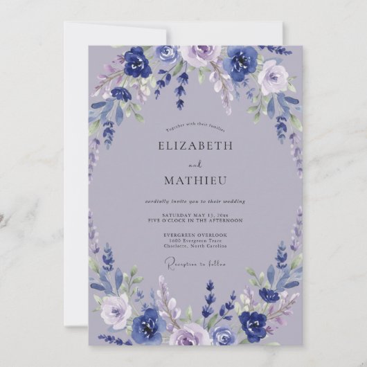 Invitation Mariage pétale violet mauve (Devant)
