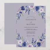 Invitation Mariage pétale violet mauve (Devant / Derrière)