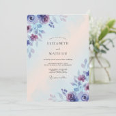 Invitation Mariage Pétale Violet Pervenche (Debout devant)