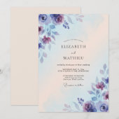 Invitation Mariage Pétale Violet Pervenche (Devant / Derrière)