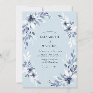 Invitation Mariage Pétales Azur
