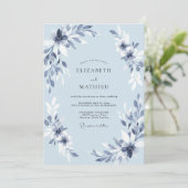 Invitation Mariage Pétales Azur (Debout devant)