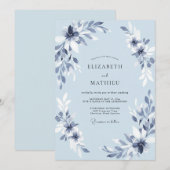 Invitation Mariage Pétales Azur (Devant / Derrière)