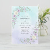 Invitation Mariage Pétales d'Améthyste Céleste (Debout devant)