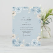 Invitation Mariage Pétales de glace azur (Debout devant)