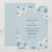 Invitation Mariage Pétales de glace azur (Devant / Derrière)