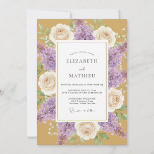 Invitation Mariage Pétales de Lilas Doré
