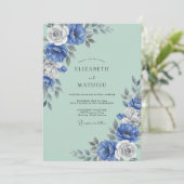 Invitation Mariage Pétales de Menthe Bleuet (Debout devant)