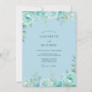 Invitation Mariage Pétales de Mer Azur