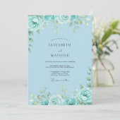 Invitation Mariage Pétales de Mer Azur (Debout devant)