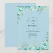 Invitation Mariage Pétales de Mer Azur (Devant / Derrière)