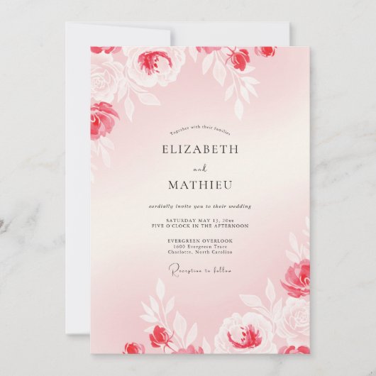 Invitation Mariage Pétales de Merlot (Devant)