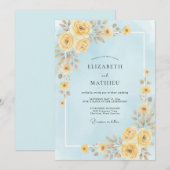 Invitation Mariage Pétales de Miel Céleste (Devant / Derrière)