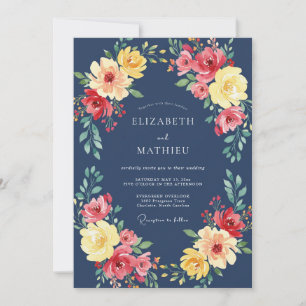 Invitation Mariage Pétales de Moutarde Indigo Jardin