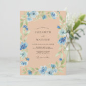 Invitation Mariage Pétales de Pêche Bleuet (Debout devant)