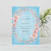 Invitation Mariage Pétales de Pêche Céleste (Debout devant)