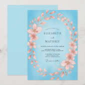 Invitation Mariage Pétales de Pêche Céleste (Devant / Derrière)