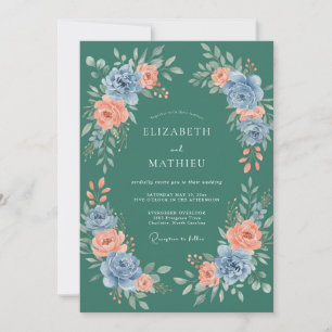 Invitation Mariage Pétales de Saumon Bleuet