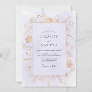 Invitation Mariage Pétales Dorés Champagne