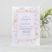 Invitation Mariage Pétales Dorés Champagne (Debout devant)