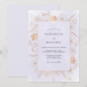 Invitation Mariage Pétales Dorés Champagne (Devant / Derrière)