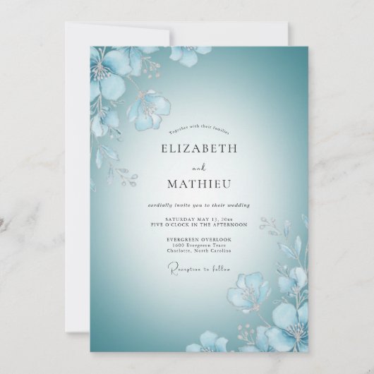 Invitation Mariage Pétales Peints d'Azur (Devant)