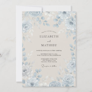 Invitation Mariage Pétales Peints en Acier Azuré