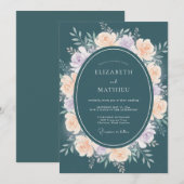 Invitation Mariage Pétrole Douce Pétale de Pêche (Devant / Derrière)