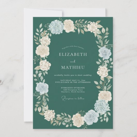 Invitation Mariage Pétrole Profond Pétale (Devant)