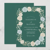 Invitation Mariage Pétrole Profond Pétale (Devant / Derrière)