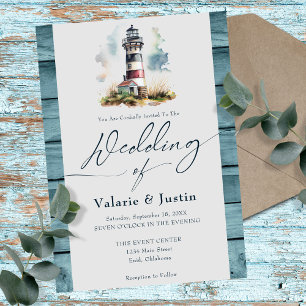 Invitation Mariage phare aquarelle