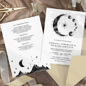 Invitation Mariage Phases de la Lune du croissant noir célest